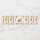 Dinosaurus Bouw Crew Verjaardagsfeest Waterfles Etiket (Enkel label)