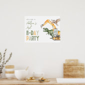 Dinosaurus Bouwpartij Welkomstbord Poster (Keuken)