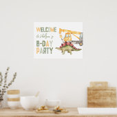 Dinosaurus Bouwpartij Welkomstbord Poster (Keuken)