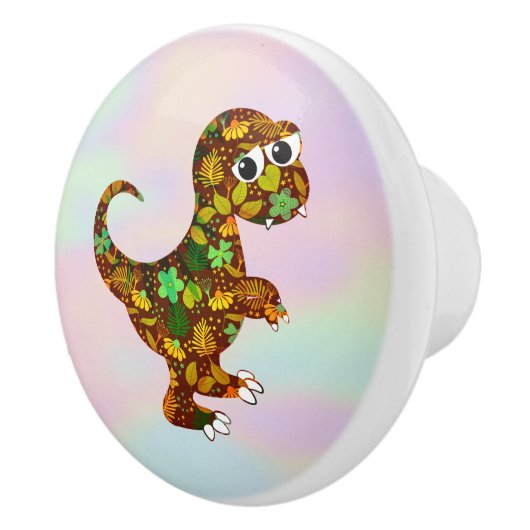 Dinosaurus boven hologram keramische knop (Rechts)