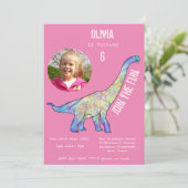 Dinosaurus Brachiosaurus Meisjes Verjaardag Roze F (Staand voorkant)