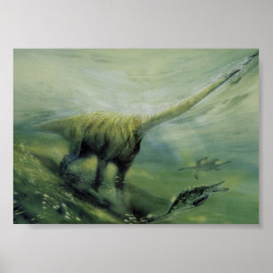  dinosaurus, Brachiosaurus zwemmen in de oceaan Poster