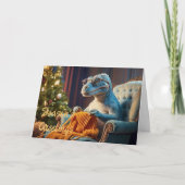 Dinosaurus breien Vrolijk kerstfeest Kaart (Voorkant)