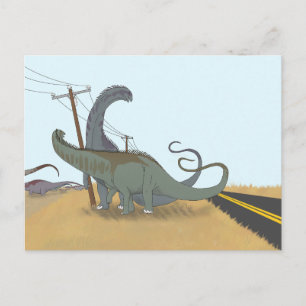 Dinosaurus briefkaart - Diplodocus shoving match