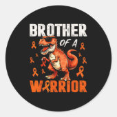 Dinosaurus Broer van Warrior Leukemie Awareness Su Ronde Sticker (Voorkant)