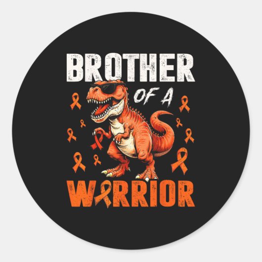 Dinosaurus Broer van Warrior Leukemie Awareness Su Ronde Sticker (Voorkant)