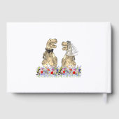 Dinosaurus bruid en bruidegom bloemenbruiloft goud gastenboek (Achterkant)