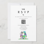 Dinosaurus bruid en bruidegom Boho Wildflower Wedd Kaart (Achterkant)