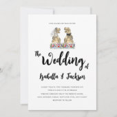 Dinosaurus bruid en bruidegom Boho Wildflower Wedd Kaart (Voorkant)