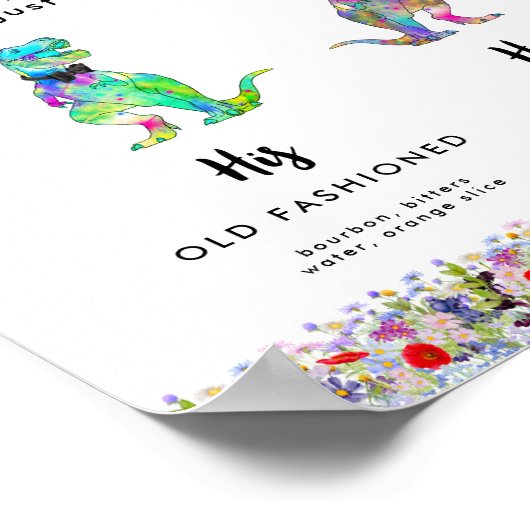 Dinosaurus bruid en bruidegom bruiloft handtekenin poster (Hoek)