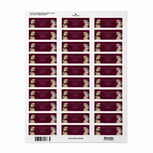 Dinosaurus Bruid en bruidegom Bruiloft Retouradres Etiket (Full Sheet)