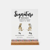 Dinosaurus bruid en bruidegom handtekening Drinken Acryl Bord (Voorkant)