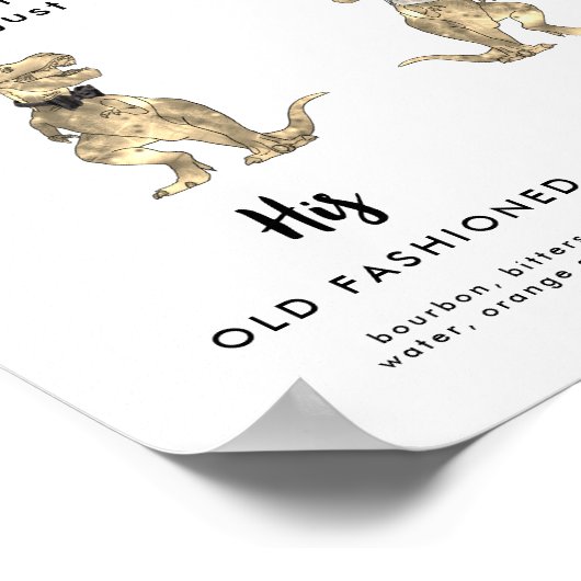 Dinosaurus Bruid en Bruidegom Handtekening Drinken Poster (Hoek)