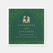 Dinosaurus bruiloft donkergroen servet (Voorkant)