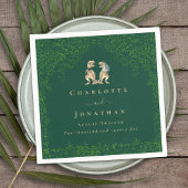 Dinosaurus bruiloft donkergroen servet