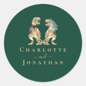 Dinosaurus bruiloft op maat ronde sticker (Voorkant)