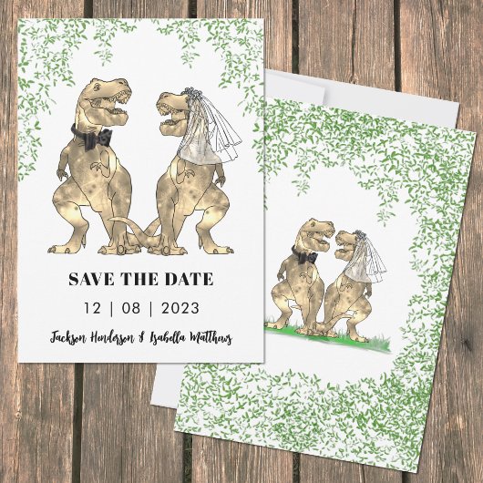 Dinosaurus bruiloft save the date