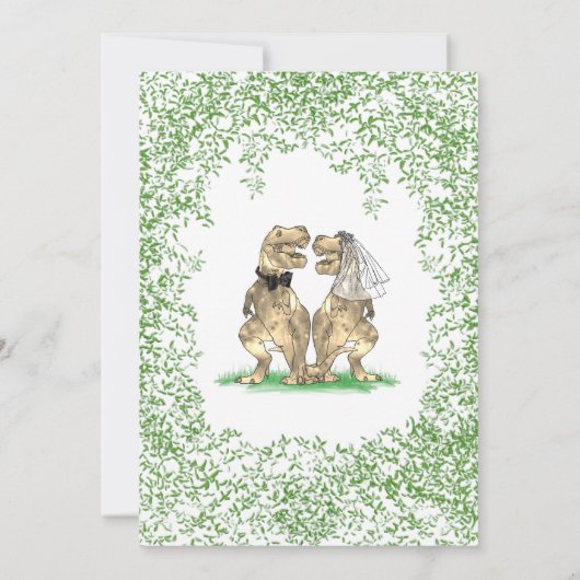 Dinosaurus Bruiloft T-Rex Bruid en bruidegom Kaart (Achterkant)