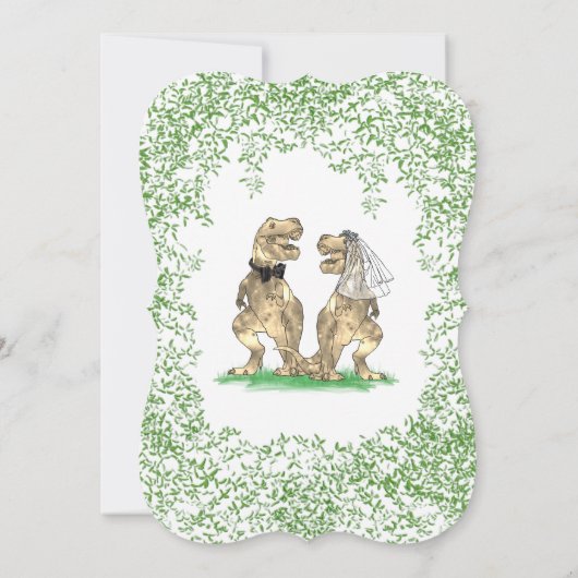 Dinosaurus Bruiloft T-Rex Bruid en bruidegom Kaart (Achterkant)