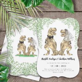 Dinosaurus Bruiloft T-Rex Bruid en bruidegom Kaart