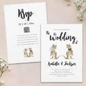 Dinosaurus Bruiloft T-Rex Bruid en bruidegom Kaart