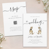 Dinosaurus Bruiloft T-Rex Bruid en bruidegom Kaart