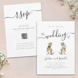 Dinosaurus Bruiloft T-Rex Bruid en bruidegom Kaart