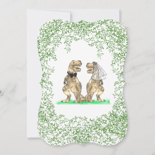 Dinosaurus Bruiloft T-Rex Bruid en bruidegom Save The Date (Achterkant)