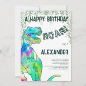 Dinosaurus brullen 5e verjaardag feest kaart (Voorkant)