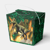 Dinosaurus brullen illustratie vuur bladeren verja bedankdoosjes (Achterkant)