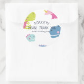 Dinosaurus brullen meisjes verjaardag roze ronde sticker (Tas)