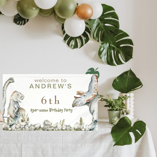 Dinosaurus brullen-wat verjaardagsfeestje Welkom Spandoek