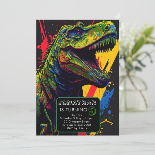 Dinosaurus brult goede tijd vooruit kaart (Staand voorkant)