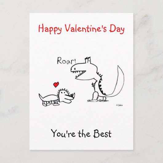 Dinosaurus brult, Happy Valentijn' Day, Post Kaart (Voorkant)