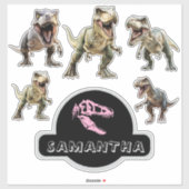 Dinosaurus brult van opwinding sticker (Vel)