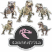 Dinosaurus brult van opwinding sticker (Voorkant)