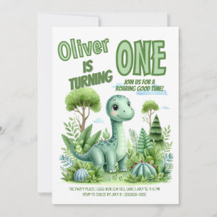 Dinosaurus Brultijd voor kleintjes 1e verjaardag Kaart