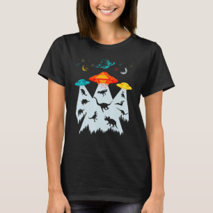 Dinosaurus buitenaardse ontvoering voor UFO Dino K T-shirt
