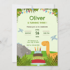 Dinosaurus Caké Verjaardagsfeestje Kaart