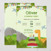 Dinosaurus Caké Verjaardagsfeestje Kaart (Voorkant / Achterkant)