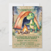 Dinosaurus Camping Slaapfeest Verjaardagsfeestje Kaart (Voorkant)