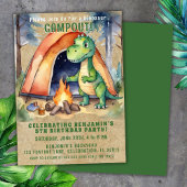 Dinosaurus Camping Sleepover Verjaardagsfeest Kaart