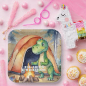 Dinosaurus Campout Verjaardagsfeest Papieren Bordje (Feest)