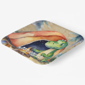 Dinosaurus Campout Verjaardagsfeest Papieren Bordje (Gebogen)