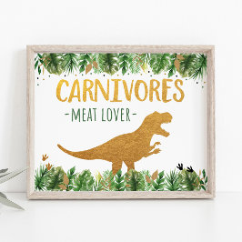Dinosaurus Carnivoren Verjaardag Eet Sign Poster