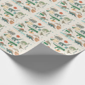 Dinosaurus cartoon: illustratieset. cadeaupapier (Hoek)