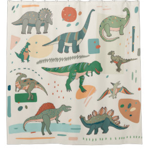 Dinosaurus cartoon: illustratieset. douchegordijn