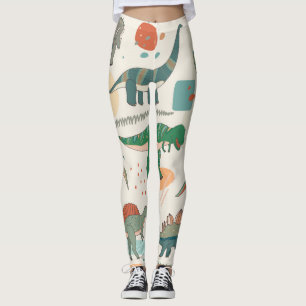 Dinosaurus cartoon: illustratieset. leggings
