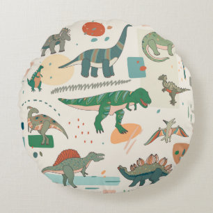 Dinosaurus cartoon: illustratieset. rond kussen