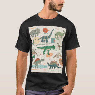 Dinosaurus cartoon: illustratieset. t-shirt